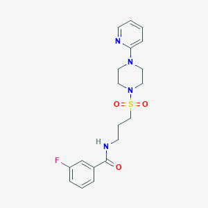 molecular formula C19H23FN4O3S B2460656 3-fluoro-N-(3-((4-(pyridin-2-yl)piperazin-1-yl)sulfonyl)propyl)benzamide CAS No. 1021220-54-1