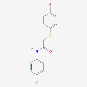 molecular formula C14H11ClFNOS B246066 N-(4-chlorophenyl)-2-[(4-fluorophenyl)sulfanyl]acetamide 