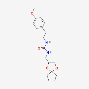 molecular formula C18H26N2O4 B2460660 1-(1,4-Dioxaspiro[4.4]nonan-2-ylmethyl)-3-(4-methoxyphenethyl)urea CAS No. 1251613-37-2