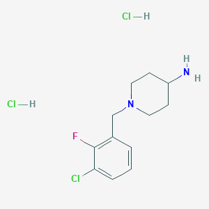 molecular formula C12H18Cl3FN2 B2460665 1-(3-Chloro-2-fluorobenzyl)piperidin-4-amine dihydrochloride CAS No. 1286275-17-9