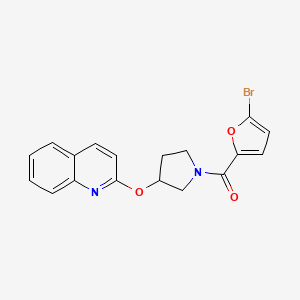 molecular formula C18H15BrN2O3 B2460667 (5-Bromofuran-2-yl)(3-(quinolin-2-yloxy)pyrrolidin-1-yl)methanone CAS No. 2034392-06-6