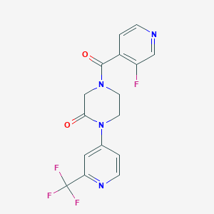 molecular formula C16H12F4N4O2 B2460671 4-(3-Fluoropyridine-4-carbonyl)-1-[2-(trifluoromethyl)pyridin-4-yl]piperazin-2-one CAS No. 2380174-20-7