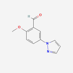 molecular formula C11H10N2O2 B2460675 2-Methoxy-5-pyrazol-1-ylbenzaldehyde CAS No. 2402830-35-5