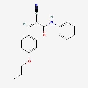 molecular formula C19H18N2O2 B2460676 (Z)-2-cyano-N-phenyl-3-(4-propoxyphenyl)acrylamide CAS No. 476616-19-0