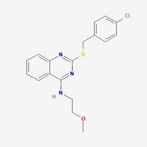 molecular formula C18H18ClN3OS B2460677 2-((4-氯苄基)硫代)-N-(2-甲氧基乙基)喹唑啉-4-胺 CAS No. 422532-96-5
