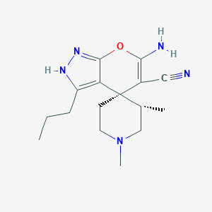 molecular formula C16H23N5O B246069 6-Amino-1',3'-dimethyl-3-propyl-2,4-dihydrospiro(pyrano[2,3-c]pyrazole-4,4'-piperidine-5-carbonitrile 