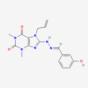 (E)-7-allyl-8-(2-(3-hydroxybenzylidene)hydrazinyl)-1,3-dimethyl-1H-purine-2,6(3H,7H)-dione