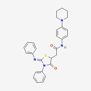2-[(2Z)-4-oxo-3-phenyl-2-(phenylimino)-1,3-thiazolidin-5-yl]-N-[4-(piperidin-1-yl)phenyl]acetamide