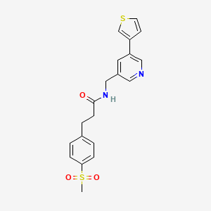 3-(4-(methylsulfonyl)phenyl)-N-((5-(thiophen-3-yl)pyridin-3-yl)methyl)propanamide