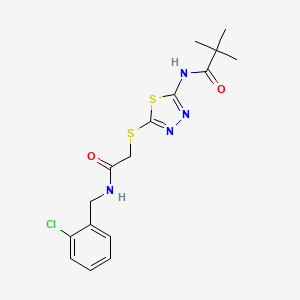 molecular formula C16H19ClN4O2S2 B2460714 N-(5-((2-((2-氯苄基)氨基)-2-氧代乙基)硫代)-1,3,4-噻二唑-2-基)叔丁酰胺 CAS No. 896032-39-6
