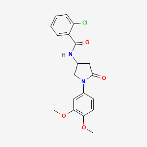 molecular formula C19H19ClN2O4 B2460716 2-chloro-N-(1-(3,4-dimethoxyphenyl)-5-oxopyrrolidin-3-yl)benzamide CAS No. 900996-77-2