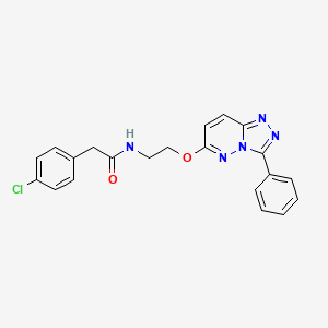molecular formula C21H18ClN5O2 B2460727 2-(4-chlorophenyl)-N-(2-((3-phenyl-[1,2,4]triazolo[4,3-b]pyridazin-6-yl)oxy)ethyl)acetamide CAS No. 1021098-41-8