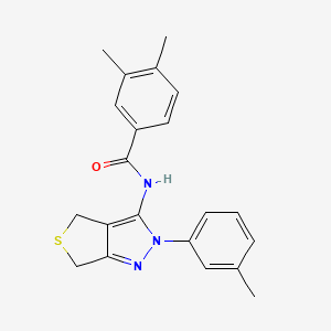 molecular formula C21H21N3OS B2460730 3,4-二甲基-N-(2-(间甲苯基)-4,6-二氢-2H-噻吩并[3,4-c]吡唑-3-基)苯甲酰胺 CAS No. 361477-68-1