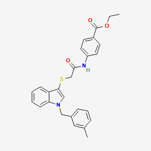 molecular formula C27H26N2O3S B2460736 Ethyl 4-[[2-[1-[(3-methylphenyl)methyl]indol-3-yl]sulfanylacetyl]amino]benzoate CAS No. 681275-90-1