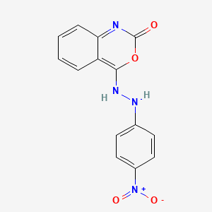 molecular formula C14H10N4O4 B2460745 (Z)-4-(2-(4-nitrophenyl)hydrazono)-1H-benzo[d][1,3]oxazin-2(4H)-one CAS No. 320368-01-2