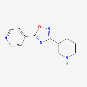 molecular formula C12H14N4O B2460748 3-Piperidin-3-yl-5-pyridin-4-yl-1,2,4-oxadiazole CAS No. 915277-21-3