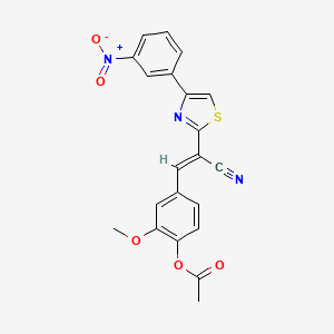 molecular formula C21H15N3O5S B2460757 (E)-4-(2-cyano-2-(4-(3-nitrophenyl)thiazol-2-yl)vinyl)-2-methoxyphenyl acetate CAS No. 683250-34-2