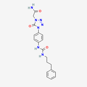 molecular formula C19H21N7O3 B2460758 2-(5-氧代-4-(4-(3-(3-苯基丙基)脲基)苯基)-4,5-二氢-1H-四唑-1-基)乙酰胺 CAS No. 1396798-66-5