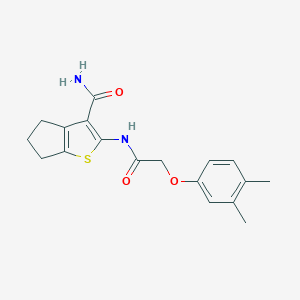molecular formula C18H20N2O3S B246076 2-{[(3,4-dimethylphenoxy)acetyl]amino}-5,6-dihydro-4H-cyclopenta[b]thiophene-3-carboxamide 