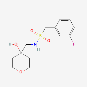 molecular formula C13H18FNO4S B2460760 1-(3-氟苯基)-N-((4-羟基四氢-2H-吡喃-4-基)甲基)甲磺酰胺 CAS No. 1351642-94-8