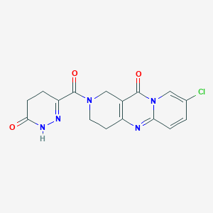 molecular formula C16H14ClN5O3 B2460766 8-chloro-2-(6-oxo-1,4,5,6-tetrahydropyridazine-3-carbonyl)-3,4-dihydro-1H-dipyrido[1,2-a:4',3'-d]pyrimidin-11(2H)-one CAS No. 2034266-86-7