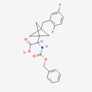 molecular formula C22H21F2NO4 B2460769 2-[3-[(2,5-Difluorophenyl)methyl]-1-bicyclo[1.1.1]pentanyl]-2-(phenylmethoxycarbonylamino)acetic acid CAS No. 2287266-26-4