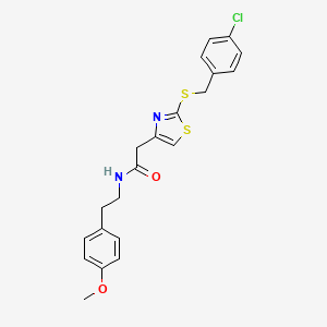 molecular formula C21H21ClN2O2S2 B2460774 2-(2-((4-氯苯甲基)硫代)噻唑-4-基)-N-(4-甲氧基苯乙基)乙酰胺 CAS No. 941982-04-3