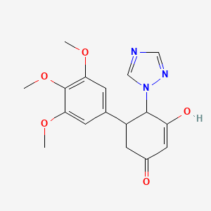 molecular formula C17H19N3O5 B2460778 3-hydroxy-4-(1H-1,2,4-triazol-1-yl)-5-(3,4,5-trimethoxyphenyl)-2-cyclohexen-1-one CAS No. 685107-28-2
