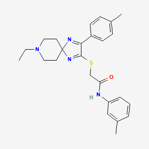 molecular formula C25H30N4OS B2460782 2-{[8-ethyl-3-(4-methylphenyl)-1,4,8-triazaspiro[4.5]deca-1,3-dien-2-yl]thio}-N-(3-methylphenyl)acetamide CAS No. 1189694-93-6