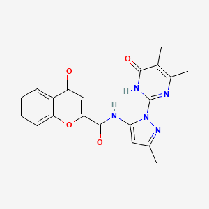 molecular formula C20H17N5O4 B2460786 N-(1-(4,5-二甲基-6-氧代-1,6-二氢嘧啶-2-基)-3-甲基-1H-吡唑-5-基)-4-氧代-4H-色烯-2-甲酰胺 CAS No. 1002958-20-4