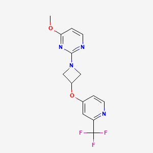 molecular formula C14H13F3N4O2 B2460787 4-Methoxy-2-[3-[2-(trifluoromethyl)pyridin-4-yl]oxyazetidin-1-yl]pyrimidine CAS No. 2380077-83-6