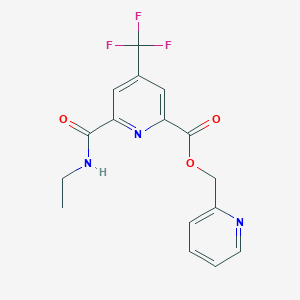 molecular formula C16H14F3N3O3 B2460791 2-Pyridinylmethyl 6-[(ethylamino)carbonyl]-4-(trifluoromethyl)-2-pyridinecarboxylate CAS No. 1210916-90-7