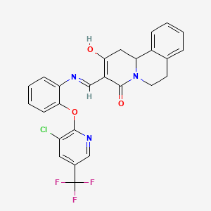 molecular formula C26H19ClF3N3O3 B2460809 3-((2-((3-Chloro-5-(trifluoromethyl)-2-pyridinyl)oxy)anilino)methylene)-1,6,7,11B-tetrahydro-2H-pyrido[2,1-a]isoquinoline-2,4(3H)-dione CAS No. 339096-83-2