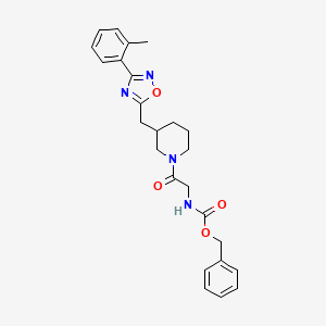 Benzyl (2-oxo-2-(3-((3-(o-tolyl)-1,2,4-oxadiazol-5-yl)methyl)piperidin-1-yl)ethyl)carbamate