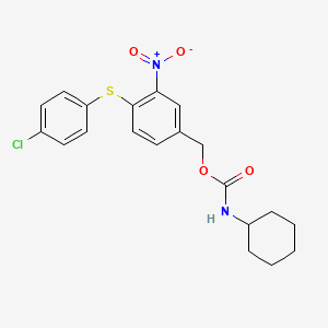 molecular formula C20H21ClN2O4S B2460815 4-[(4-chlorophenyl)sulfanyl]-3-nitrobenzyl N-cyclohexylcarbamate CAS No. 320424-17-7