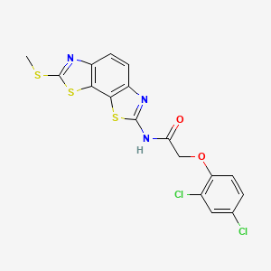 molecular formula C17H11Cl2N3O2S3 B2460829 2-(2,4-dichlorophenoxy)-N-(2-methylsulfanyl-[1,3]thiazolo[4,5-g][1,3]benzothiazol-7-yl)acetamide CAS No. 477503-70-1