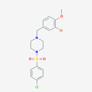 molecular formula C18H20BrClN2O3S B246083 1-(3-Bromo-4-methoxybenzyl)-4-[(4-chlorophenyl)sulfonyl]piperazine 