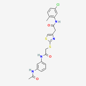 molecular formula C22H21ClN4O3S2 B2460844 N-(3-乙酰氨基苯基)-2-((4-(2-((5-氯-2-甲苯基)氨基)-2-氧代乙基)噻唑-2-基)硫代)乙酰胺 CAS No. 953927-46-3
