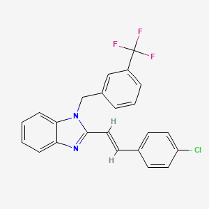 molecular formula C23H16ClF3N2 B2460851 2-(4-Chlorostyryl)-1-(3-(trifluoromethyl)benzyl)-1H-1,3-benzimidazole CAS No. 306977-78-6