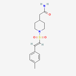 molecular formula C16H22N2O3S B2460857 2-[1-[(E)-2-(4-甲基苯基)乙烯基]磺酰基哌啶-4-基]乙酰胺 CAS No. 1356818-00-2