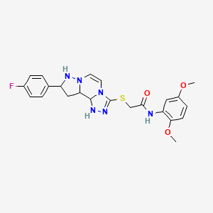 molecular formula C23H19FN6O3S B2460864 N-(2,5-dimethoxyphenyl)-2-{[11-(4-fluorophenyl)-3,4,6,9,10-pentaazatricyclo[7.3.0.0^{2,6}]dodeca-1(12),2,4,7,10-pentaen-5-yl]sulfanyl}acetamide CAS No. 1206986-82-4