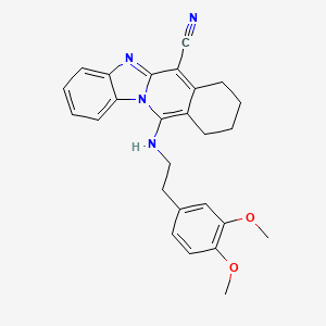 molecular formula C26H26N4O2 B2460866 11-[2-(3,4-Dimethoxyphenyl)ethylamino]-7,8,9,10-tetrahydrobenzimidazolo[1,2-b]isoquinoline-6-carbonitrile CAS No. 683796-03-4