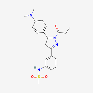 molecular formula C21H26N4O3S B2460870 N-(3-(5-(4-(二甲氨基)苯基)-1-丙酰基-4,5-二氢-1H-吡唑-3-基)苯基)甲磺酰胺 CAS No. 710987-45-4