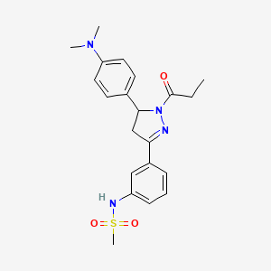 molecular formula C21H26N4O3S B2460870 N-(3-(5-(4-(ジメチルアミノ)フェニル)-1-プロピオニル-4,5-ジヒドロ-1H-ピラゾール-3-イル)フェニル)メタンスルホンアミド CAS No. 710987-45-4