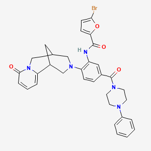 molecular formula C33H32BrN5O4 B2460874 5-bromo-N-(2-(8-oxo-5,6-dihydro-1H-1,5-methanopyrido[1,2-a][1,5]diazocin-3(2H,4H,8H)-yl)-5-(4-phenylpiperazine-1-carbonyl)phenyl)furan-2-carboxamide CAS No. 441047-46-7