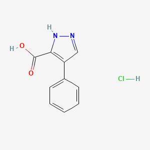 molecular formula C10H9ClN2O2 B2460875 4-Phenyl-1H-pyrazole-5-carboxylic acid;hydrochloride CAS No. 2375269-47-7