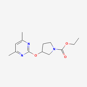 molecular formula C13H19N3O3 B2460876 3-((4,6-二甲基嘧啶-2-基)氧基)吡咯烷-1-羧酸乙酯 CAS No. 2034475-36-8