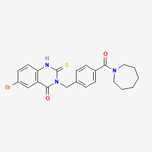 molecular formula C22H22BrN3O2S B2460878 3-[[4-(azepane-1-carbonyl)phenyl]methyl]-6-bromo-2-sulfanylidene-1H-quinazolin-4-one CAS No. 422287-05-6
