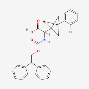 molecular formula C28H24ClNO4 B2460879 2-[3-(2-Chlorophenyl)-1-bicyclo[1.1.1]pentanyl]-2-(9H-fluoren-9-ylmethoxycarbonylamino)acetic acid CAS No. 2287267-47-2