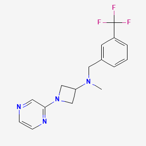 molecular formula C16H17F3N4 B2460889 N-Methyl-1-pyrazin-2-yl-N-[[3-(trifluoromethyl)phenyl]methyl]azetidin-3-amine CAS No. 2380099-24-9